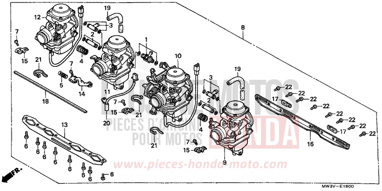 CARBURETOR ASSY. for CB Seven Fifty TASMANIA GREEN ME (G142) from 1998